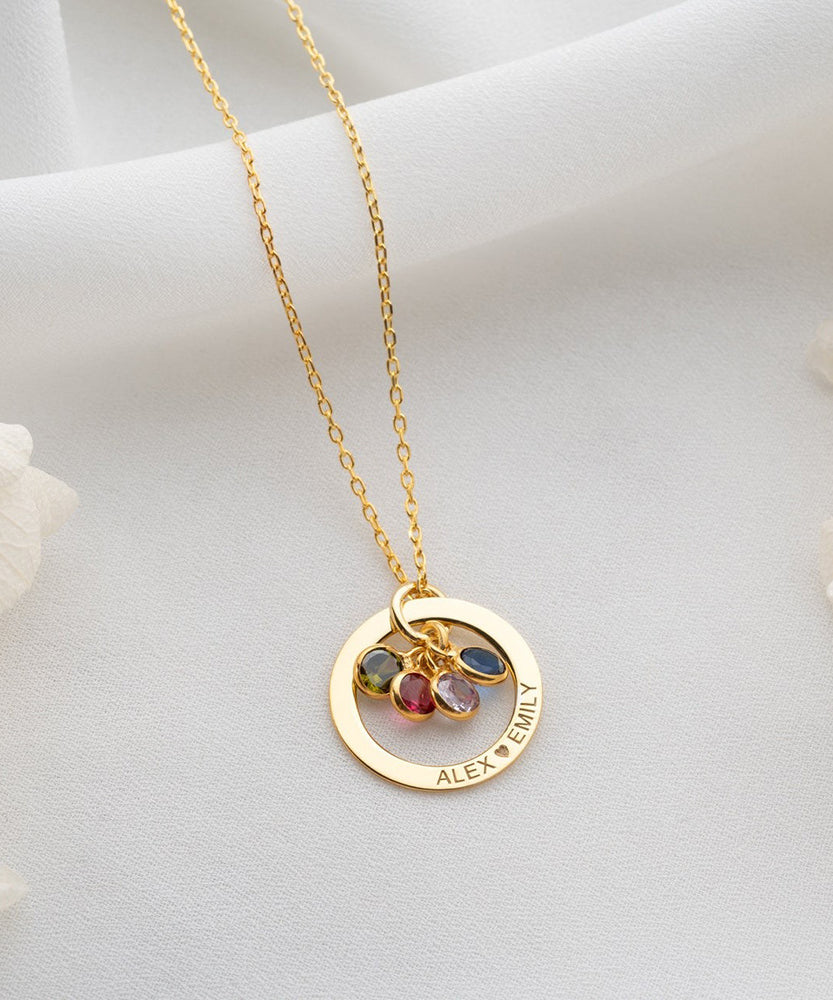 Cradled Personalized Birthstone Circle Necklace
