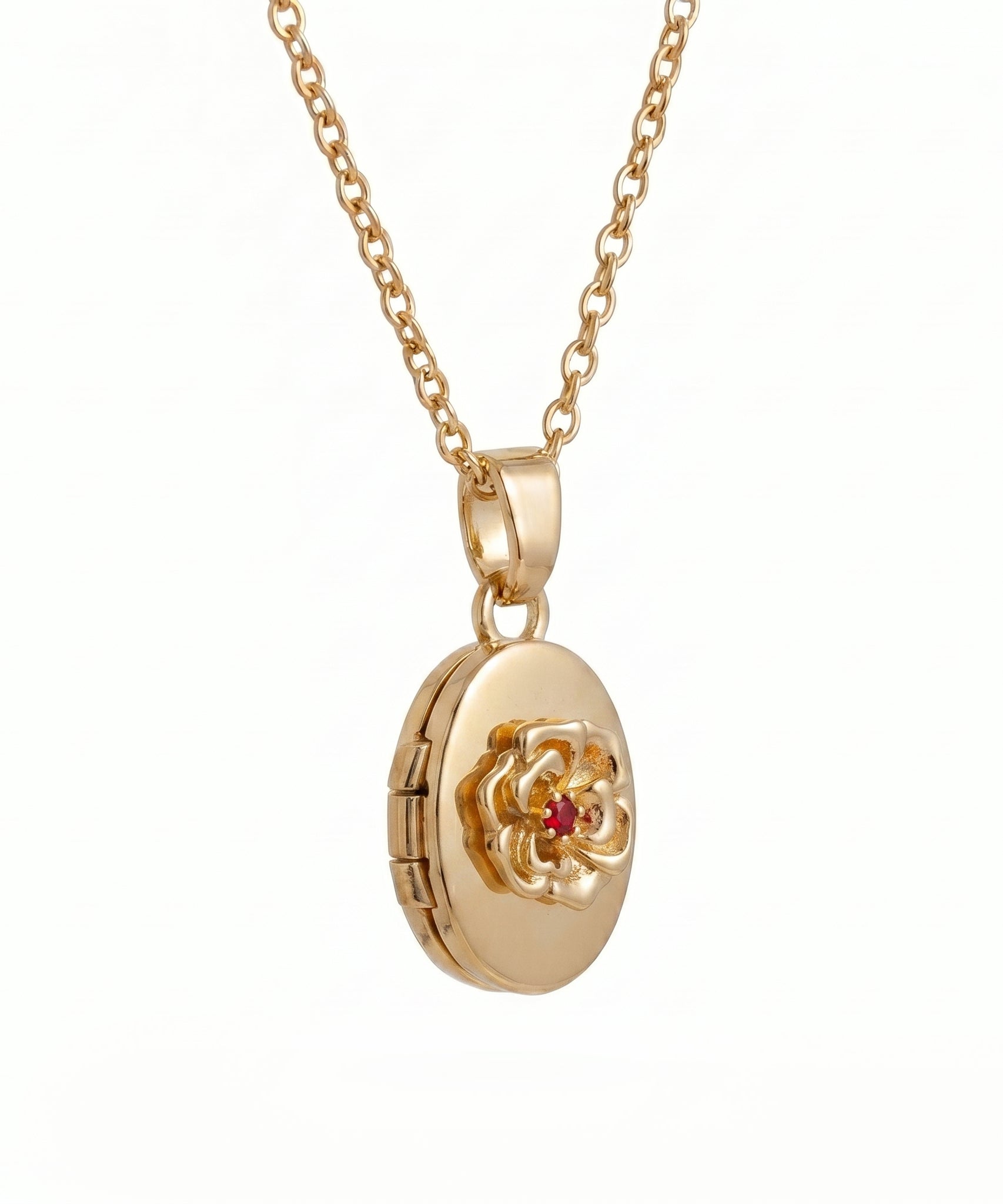 Floral Birthstone Photo Frame Necklace