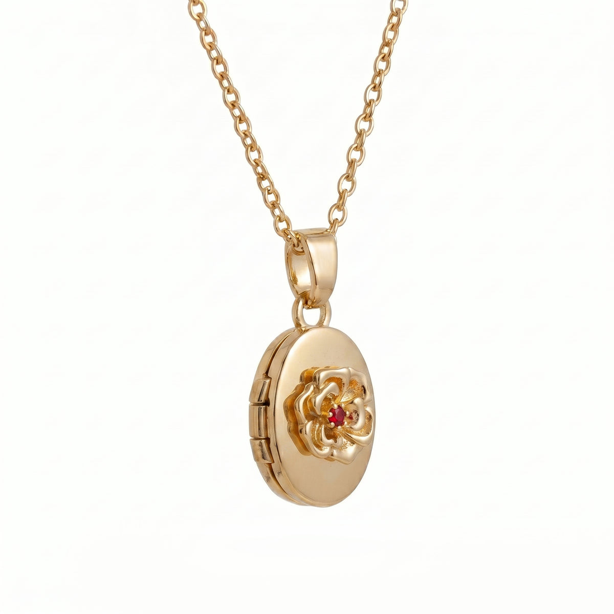 Floral Birthstone Photo Frame Necklace