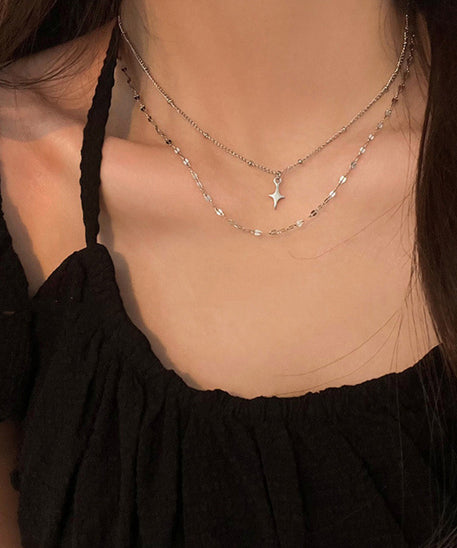 Glossy Geometric Cross Necklace