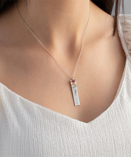 Personalized Month Birthday Flower Stone Necklace