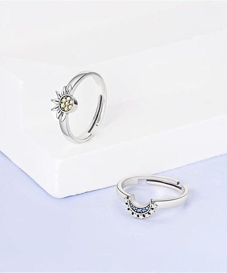 Sun-kissed, Moon-drenched Couple Rings