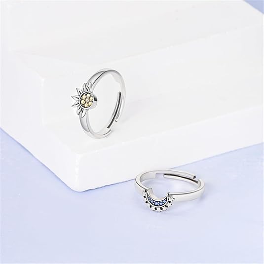 Sun-kissed, Moon-drenched Couple Rings