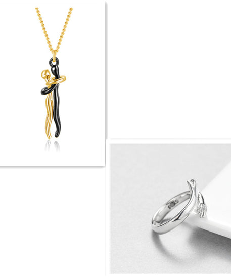 Passion Loving Couple Hugging Necklace