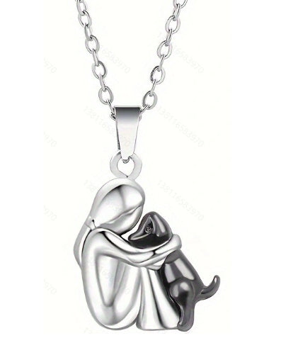 Girl & Dog Huging Earrings Stud