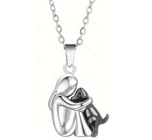 Girl & Dog Huging Earrings Stud