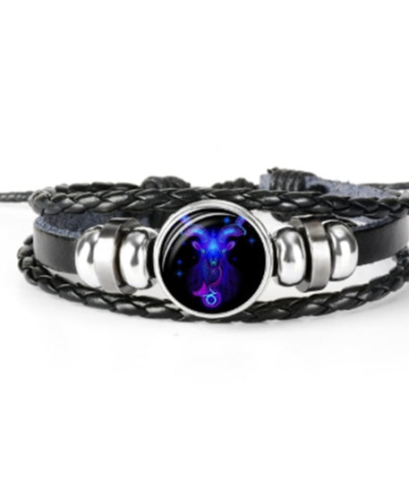 Leather Zodiac Sign Braided Bracelet