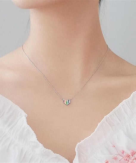 Chic Rainbow Heart Love Necklace