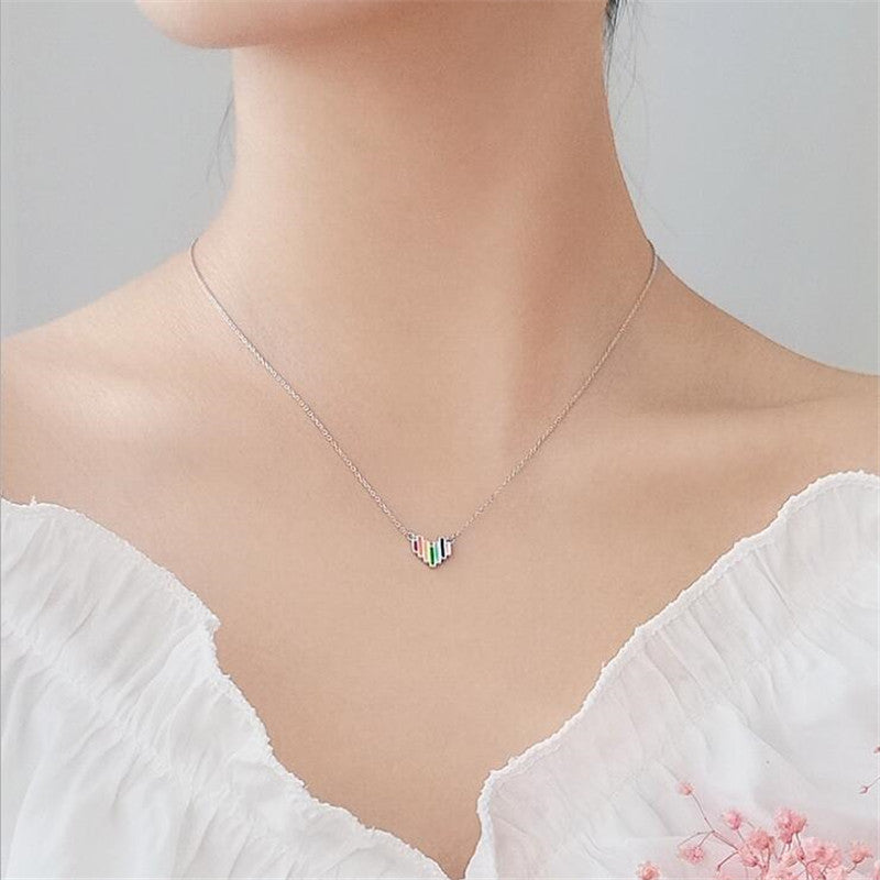 Chic Rainbow Heart Love Necklace