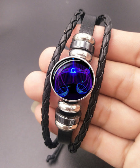 Leather Zodiac Sign Braided Bracelet