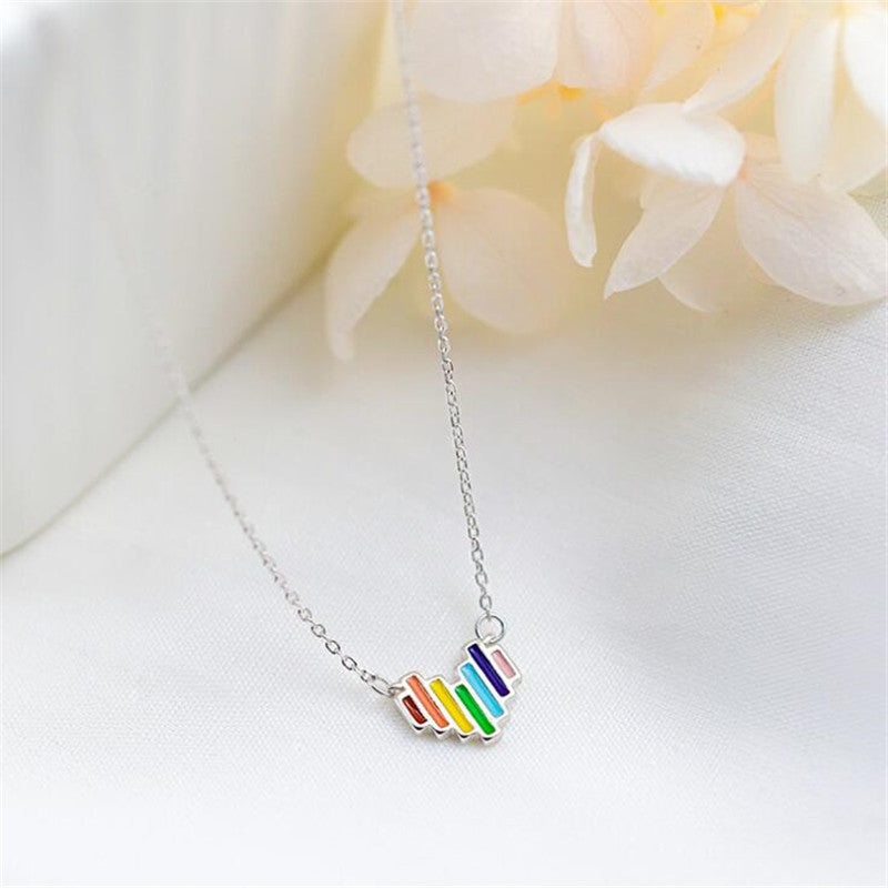 Chic Rainbow Heart Love Necklace