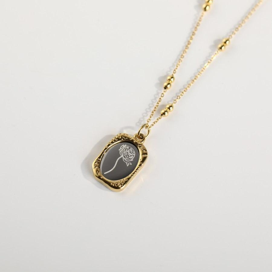 Polished Birthday Flower Mirror Necklace