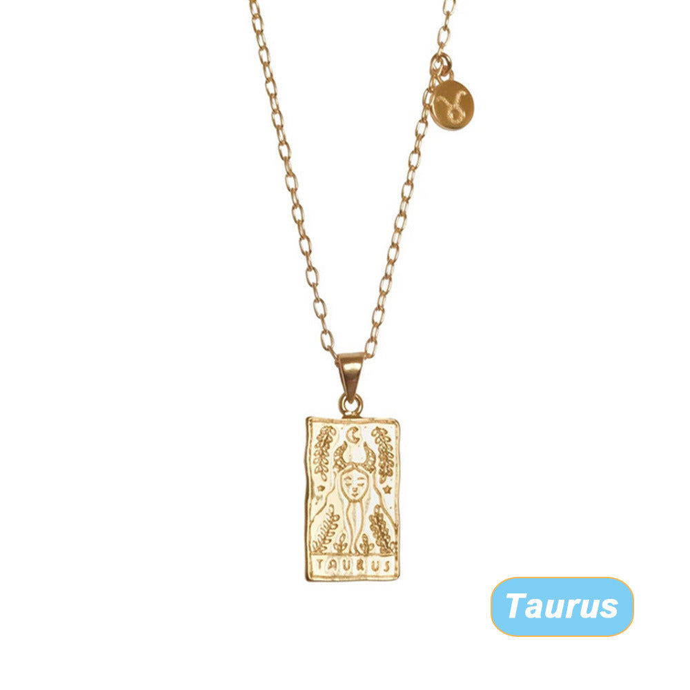 THINK HAVE Twelve Constellation Tarot Necklace Retro Constellation Necklace