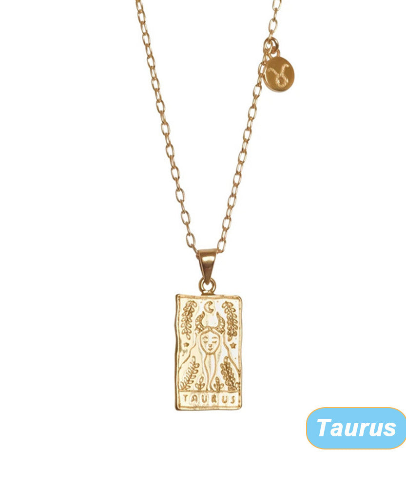 THINK HAVE Twelve Constellation Tarot Necklace Retro Constellation Necklace