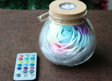 Colorful Rose Soap Flower Wishing Bottle w/Remote