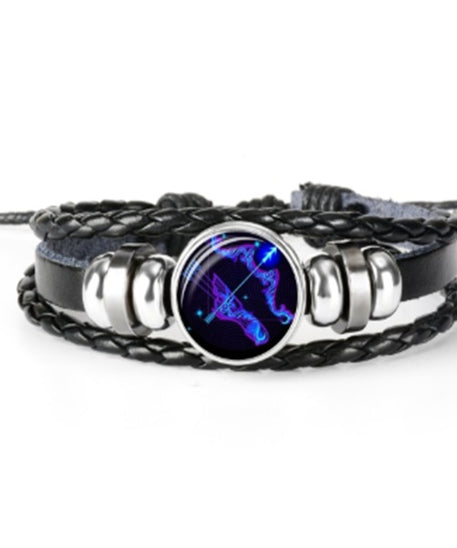 Leather Zodiac Sign Braided Bracelet
