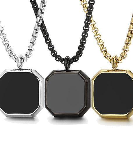 Polished Square Black Mirror Necklace