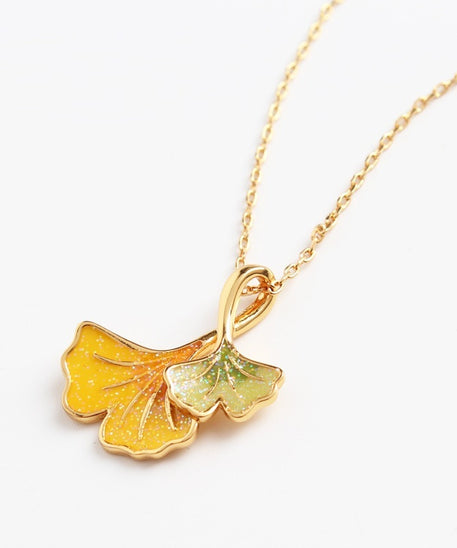 Autumn Winds Ginkgo Biloba Leaf Necklace