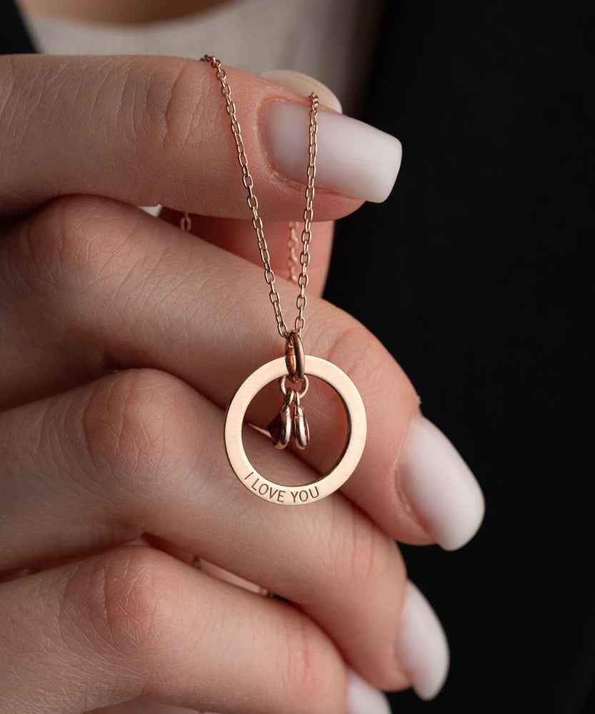 Cradled Personalized Birthstone Circle Necklace