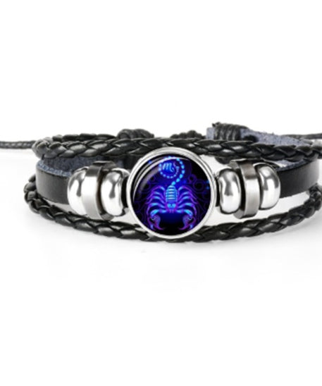Leather Zodiac Sign Braided Bracelet
