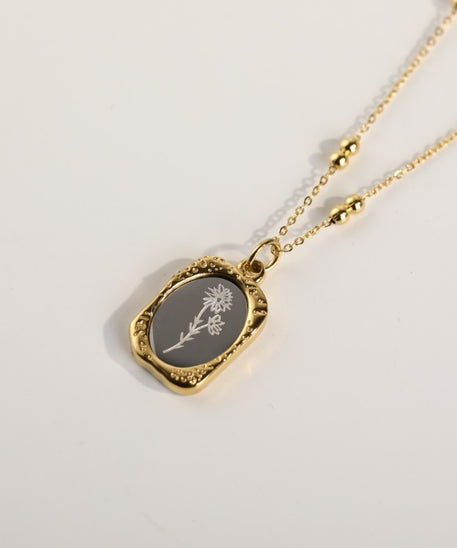 Polished Birthday Flower Mirror Necklace
