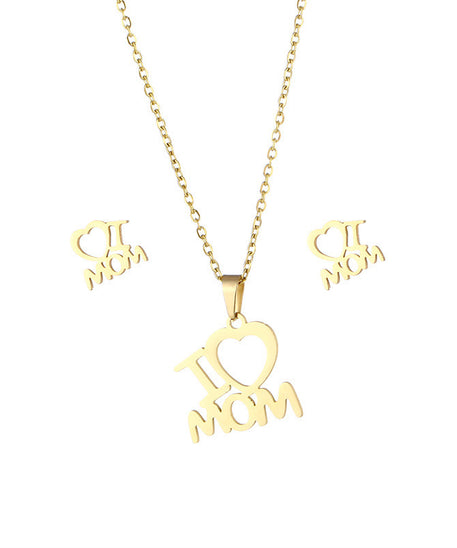 Cherished "I Love Mom" Necklace  & Earrings Set
