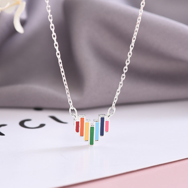Chic Rainbow Heart Love Necklace