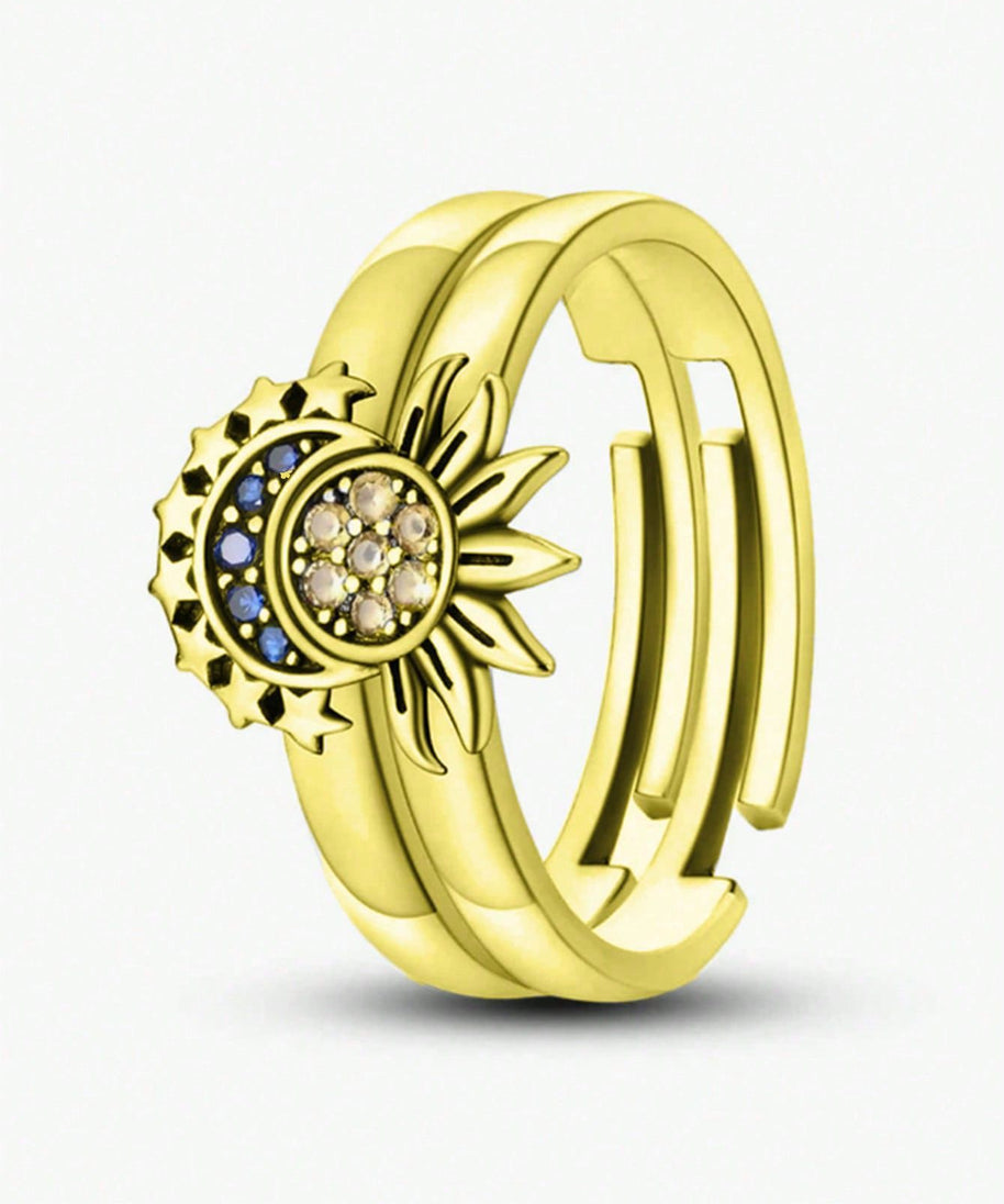 Sun-kissed, Moon-drenched Couple Rings