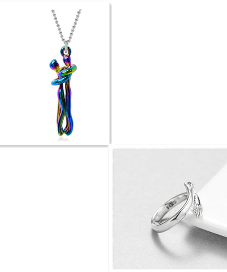 Passion Loving Couple Hugging Necklace