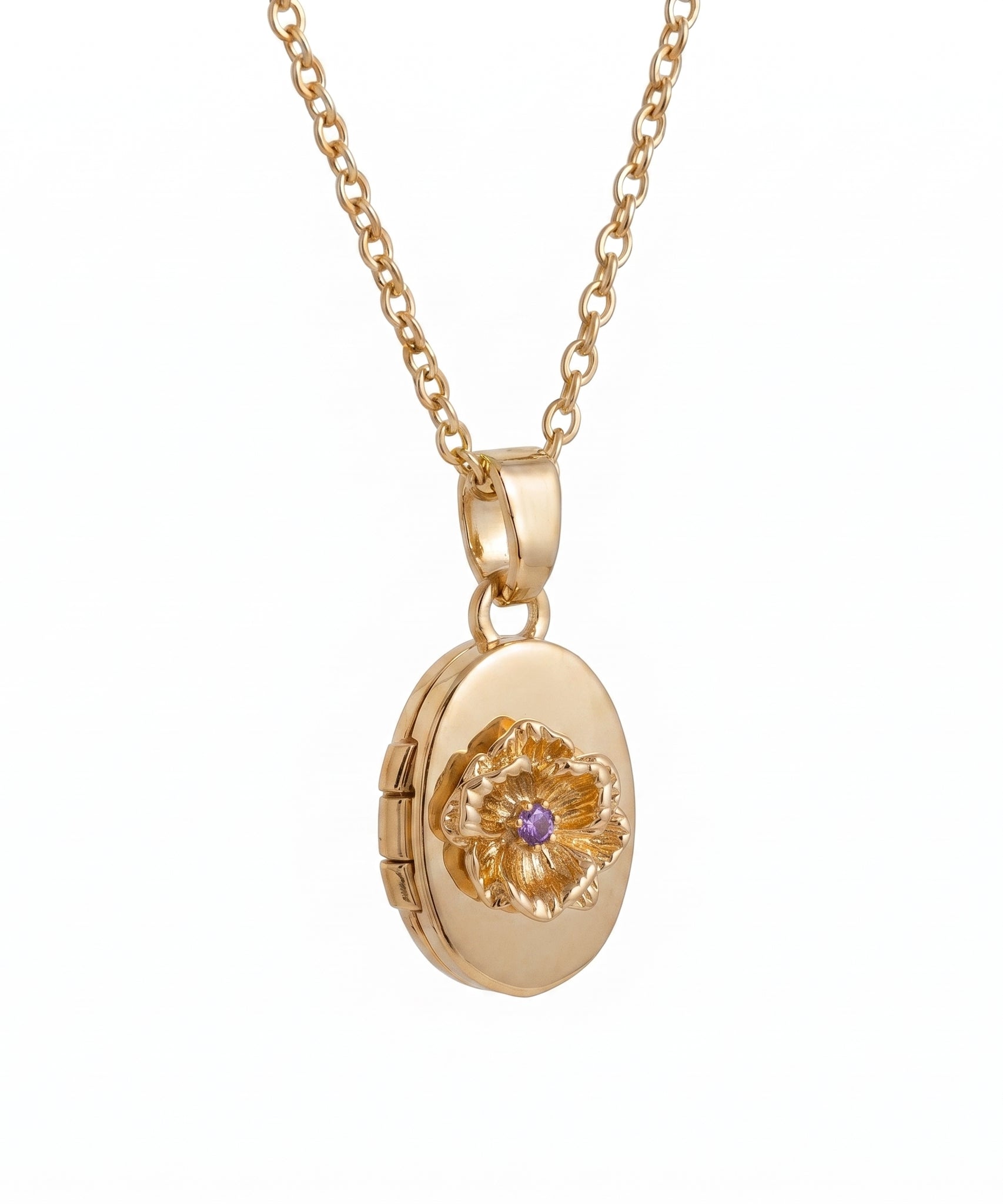 Floral Birthstone Photo Frame Necklace