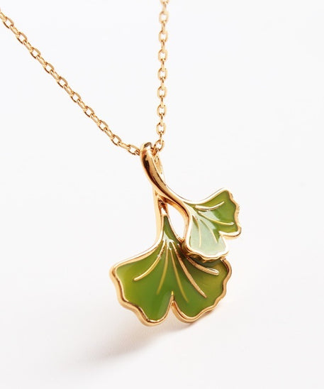 Autumn Winds Ginkgo Biloba Leaf Necklace