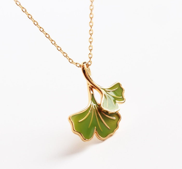 Autumn Winds Ginkgo Biloba Leaf Necklace