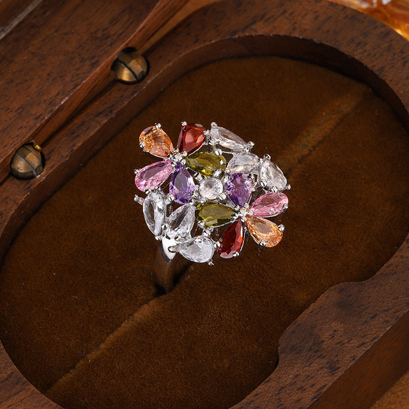 Stately Colorful Flowers Ring
