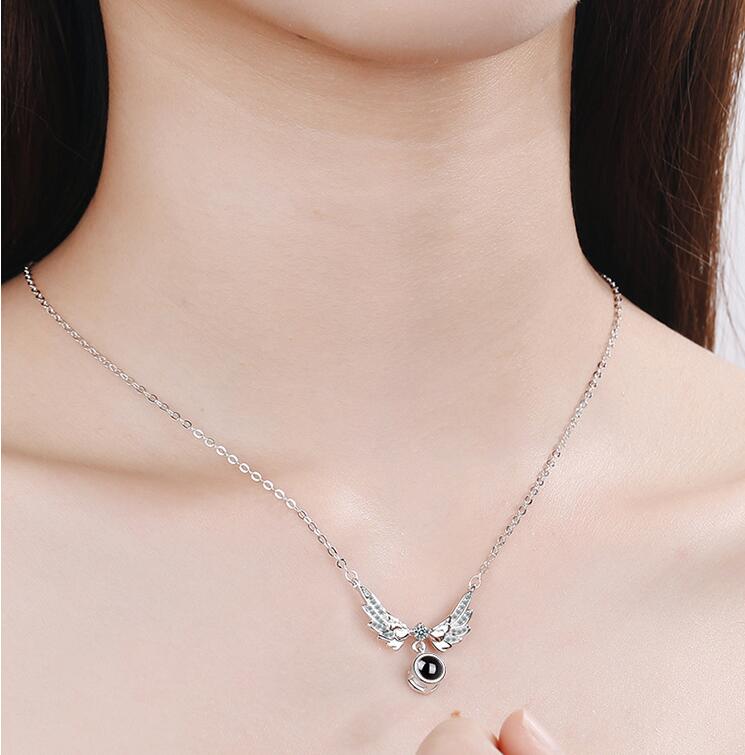 Delicate Customized Angel Wing Projection Necklace