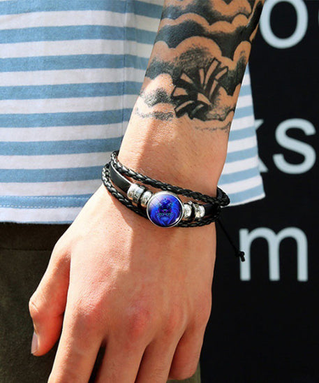 Leather Zodiac Sign Braided Bracelet
