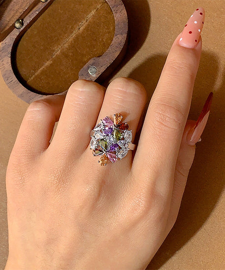 Stately Colorful Flowers Ring