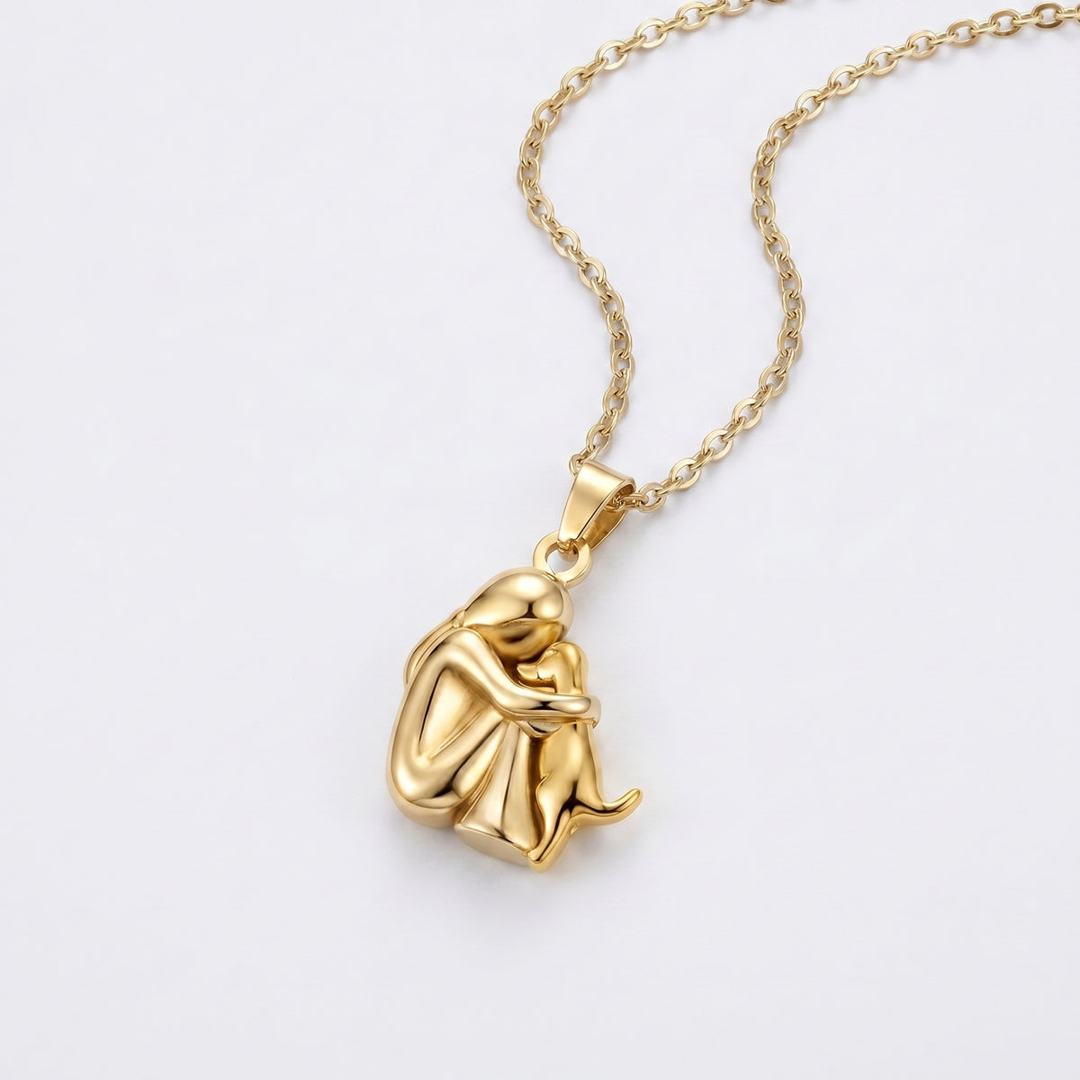 Little Girl And Puppy Dog Necklace