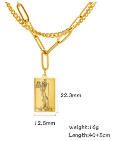 THINK HAVE Twelve Constellation Tarot Necklace Retro Constellation Necklace