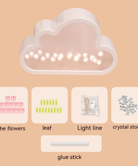 Handmade DIY Cloud Tulip Mirror Night Light