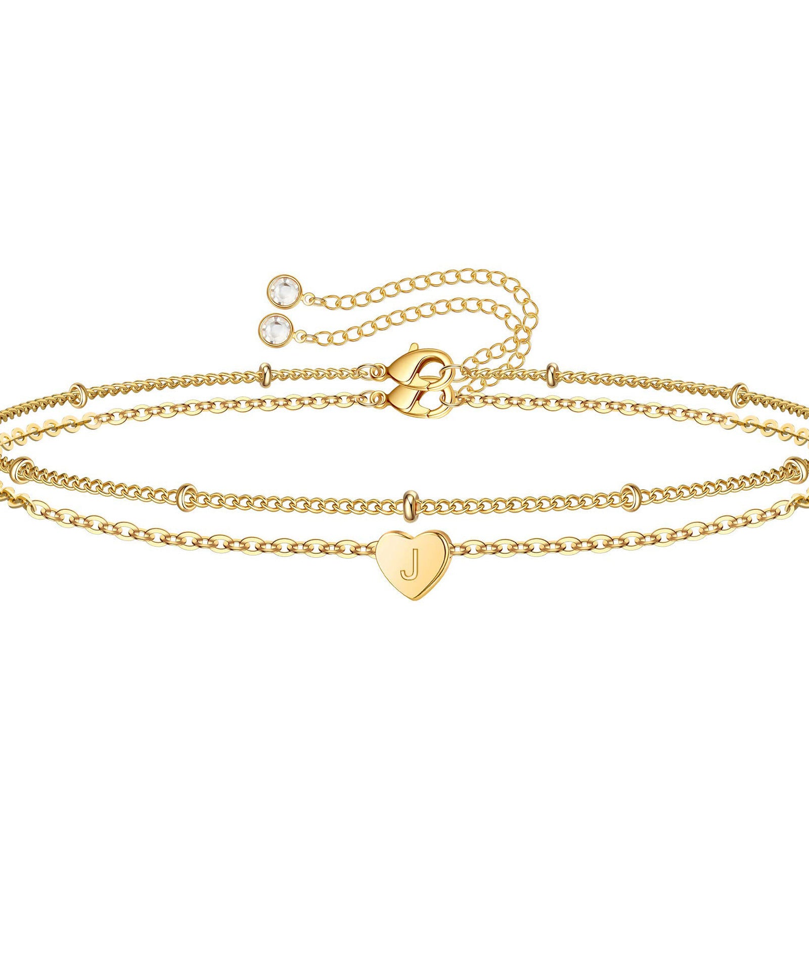 Customized Peach Heart One Letter Bracelet