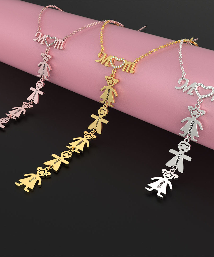 Personalized "Kids & Mom" Necklace