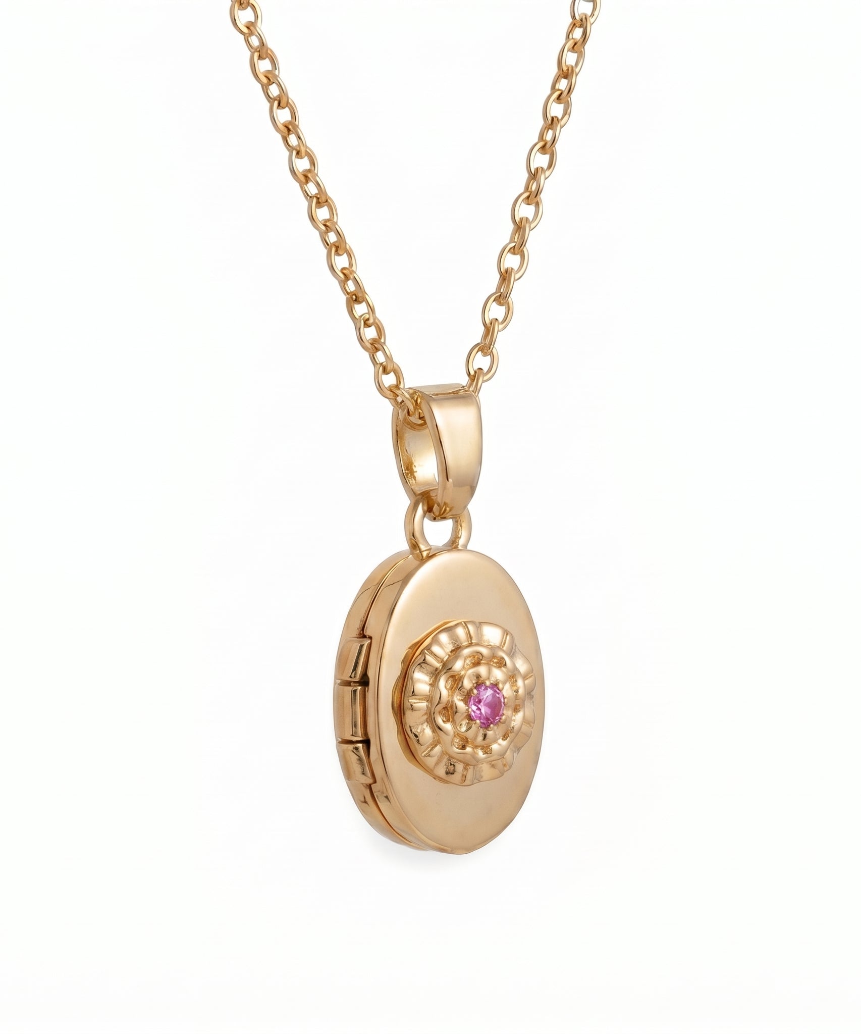 Floral Birthstone Photo Frame Necklace
