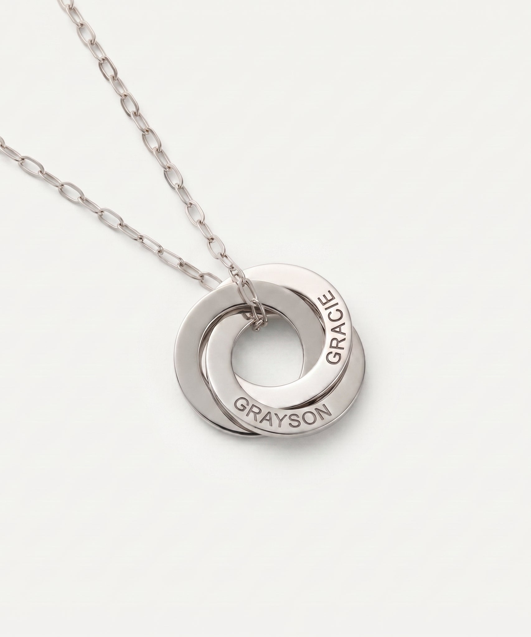 Customized Three Ring Tricolor Names Necklace