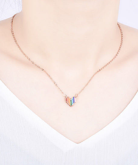 Chic Rainbow Heart Love Necklace