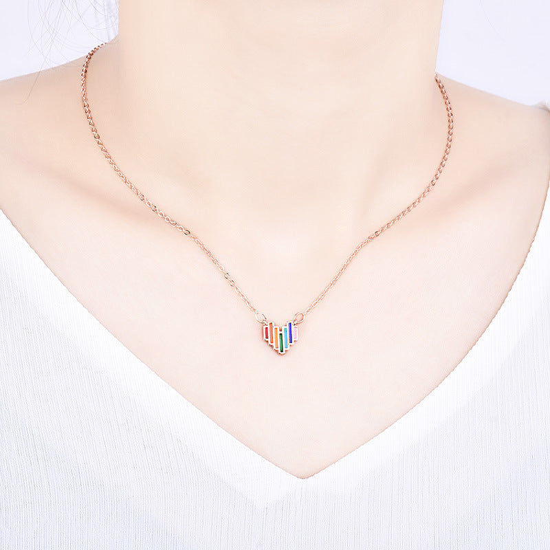 Chic Rainbow Heart Love Necklace