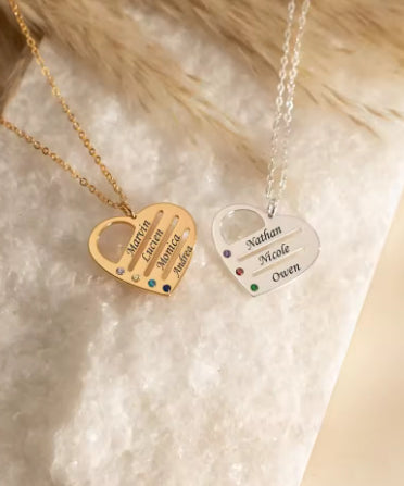 Customized Special Loved Family Heart Necklace