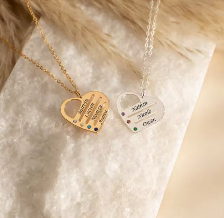 Customized Special Loved Family Heart Necklace