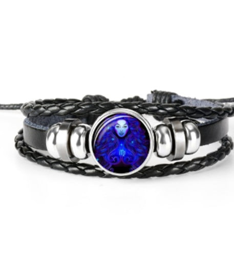 Leather Zodiac Sign Braided Bracelet