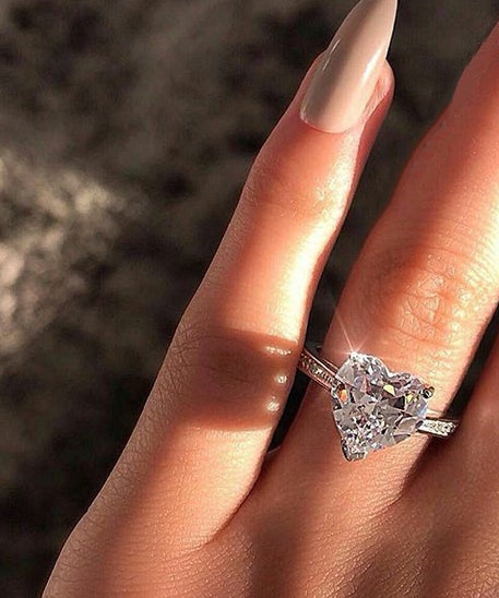 Polished Crystal Heart Ring