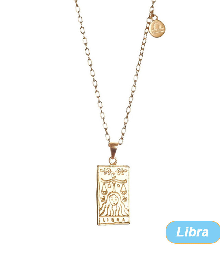 THINK HAVE Twelve Constellation Tarot Necklace Retro Constellation Necklace